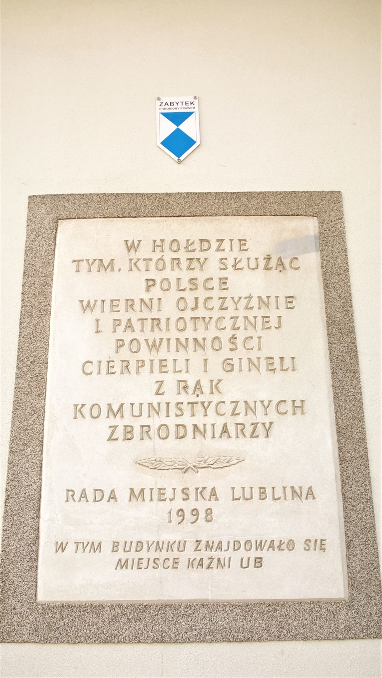 Miejsce pamięci - d. areszt śledczy NKWD i WUBP, Lublin